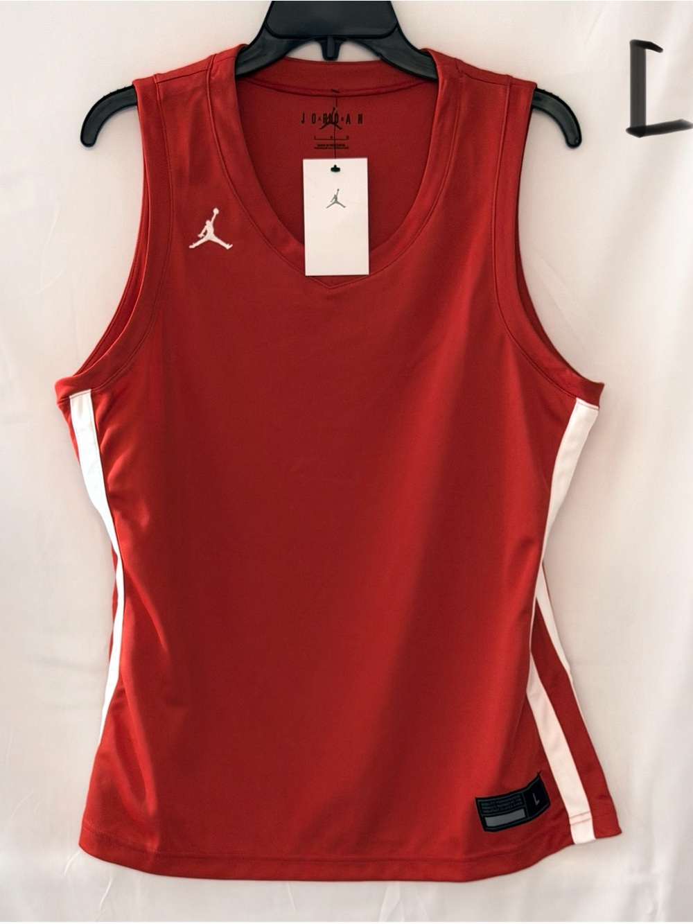 Jordan Red Sleeveless Athletic Jersey with White Side Panels